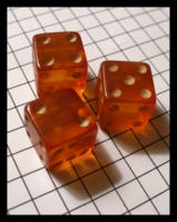 Dice : Dice - 6d - Set of 3 Orange Clear Dice With White Pips
